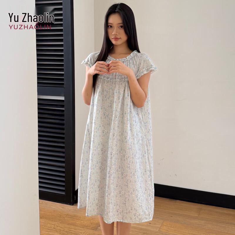 YUZHAOLIN Women s Floral French Style Summer Sleep Dress XL светло-синий