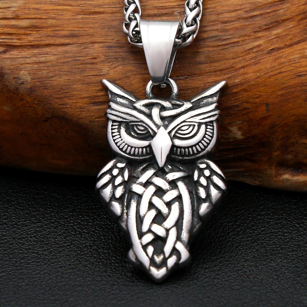 Vintage Nordic Owl Necklace Pendant Stainless Steel Viking Animal Pendant For Men Women Unique Amulet Jewelry Gift Dropshipping