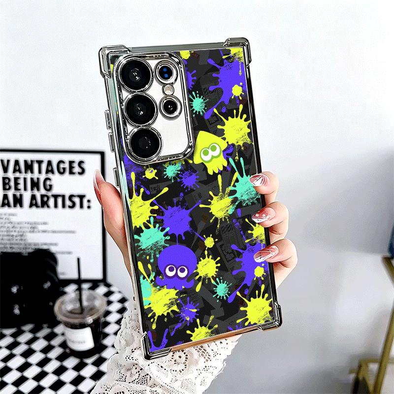 S-Splatoons Game Plating Phone Case For Samsung Galaxy S24 S25 FE S26 Edge S23 Ultra S22 S21 Plus S20 Anti-Fall Airabag Cover