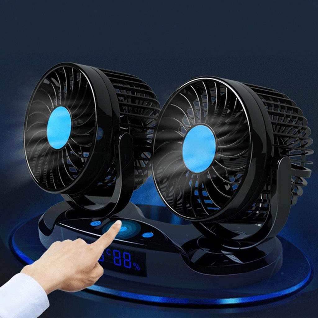 Portable Truck Double Head Fan Vehicle Auto Cooling Cooler Adjustable Low Noise