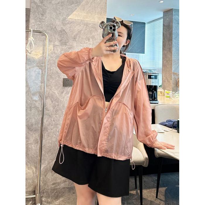 Fat Mm Ice Silk Sun Protection Clothing for Women Summer Outdoor Sports Breathable Anti-UV Sun Protection Clothing