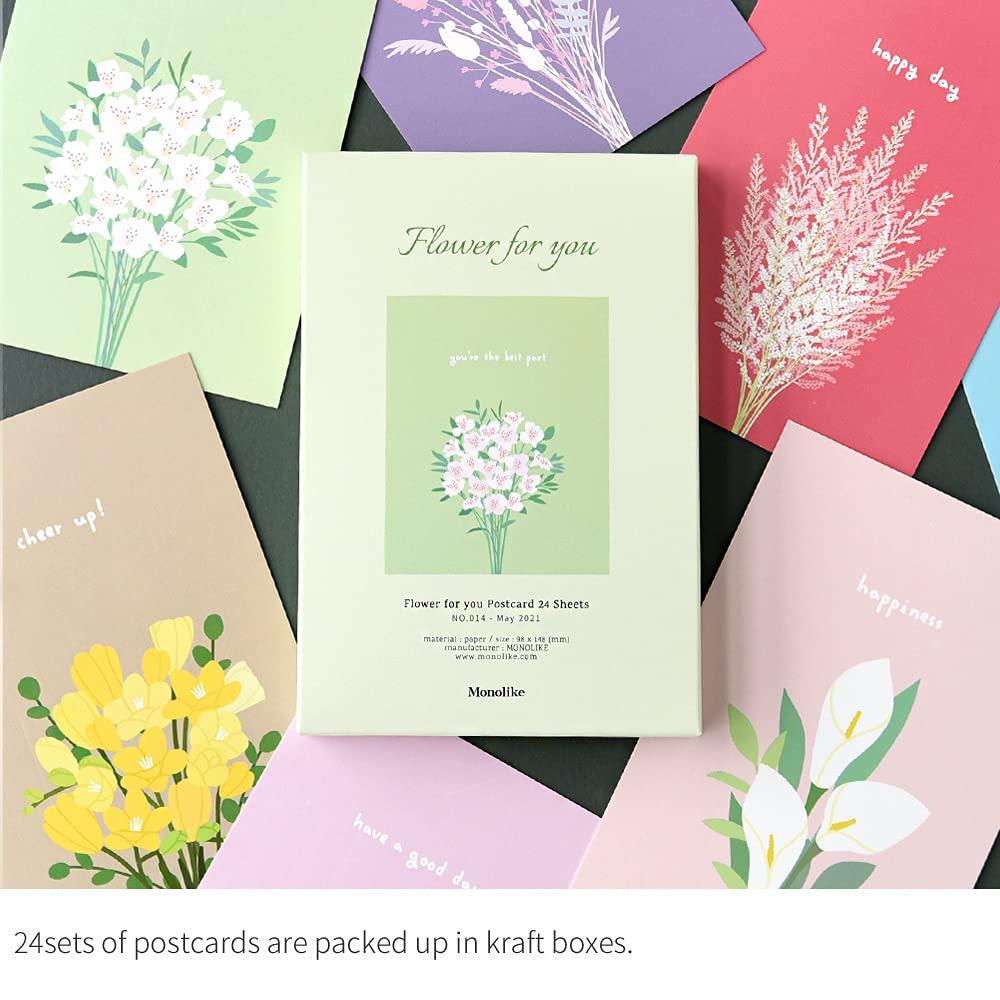 Monolike Flower for You Postcards 24 sets of emotionally designed postcards for daily beautiful rectangular postcards with a touch of and design