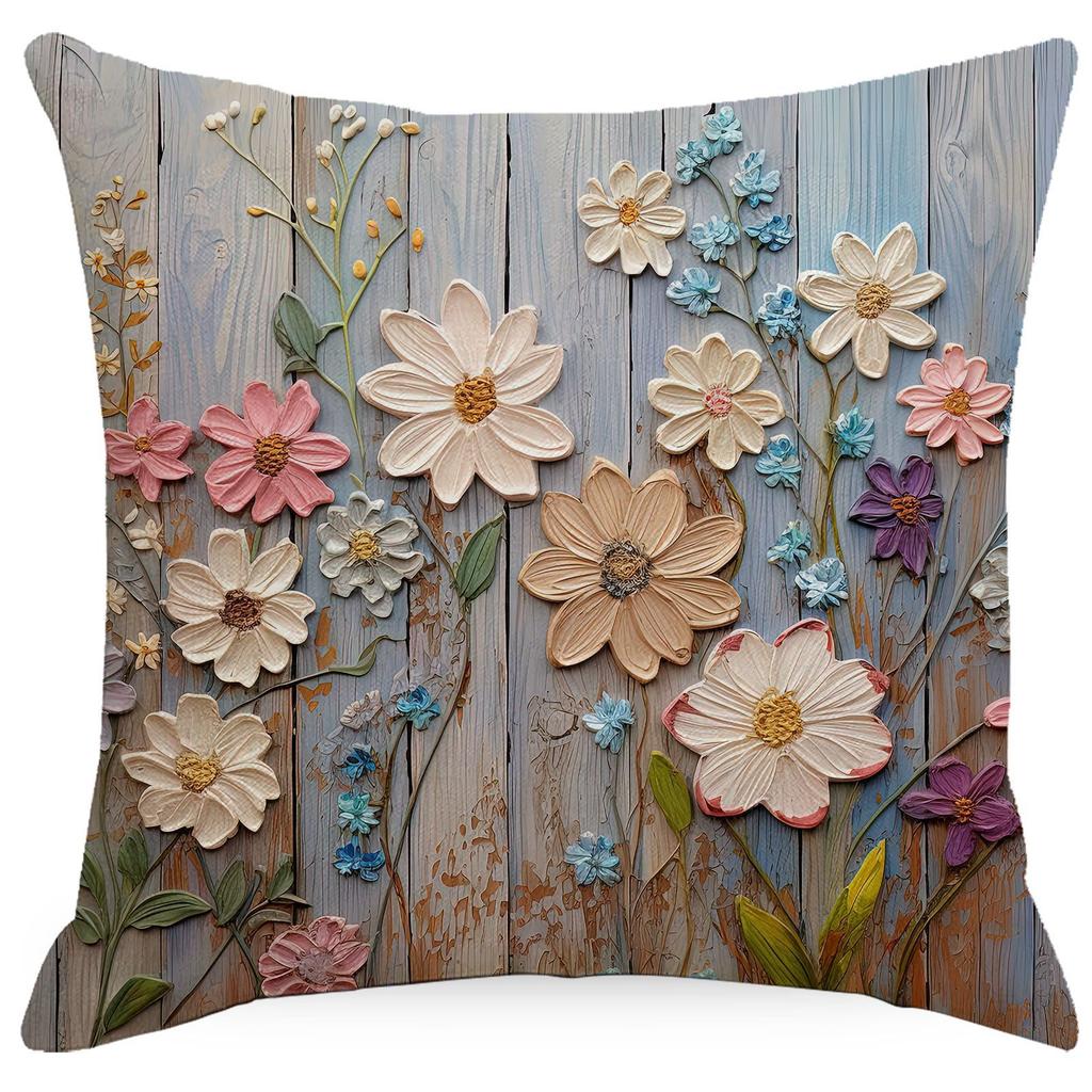 New Retro Floral Pillowcase Creative Oil Painting Engraving Style Print Home Sofa Cushion Pillowcase