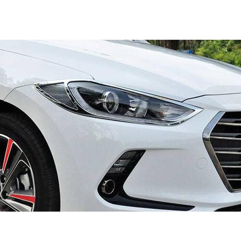 For Hyundai Elantra Avante 2016 2017 2018 Car Cover Detector Head Front Light Lamp Trim Frame Part Eyebrow Hoods 2PCs