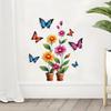 Self-adhesive Creative Colorful Butterflies Flowers Potted Plant Wall Stickers for Living Room TV Bedroom Headboard Home Decor