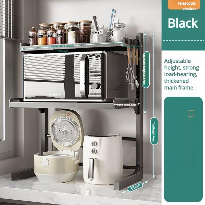Table Top Multi-Layer Retractable Microwave Oven Thickened Storage Rack Kitchen Household Storage Oven Pot Rack Partition Rack