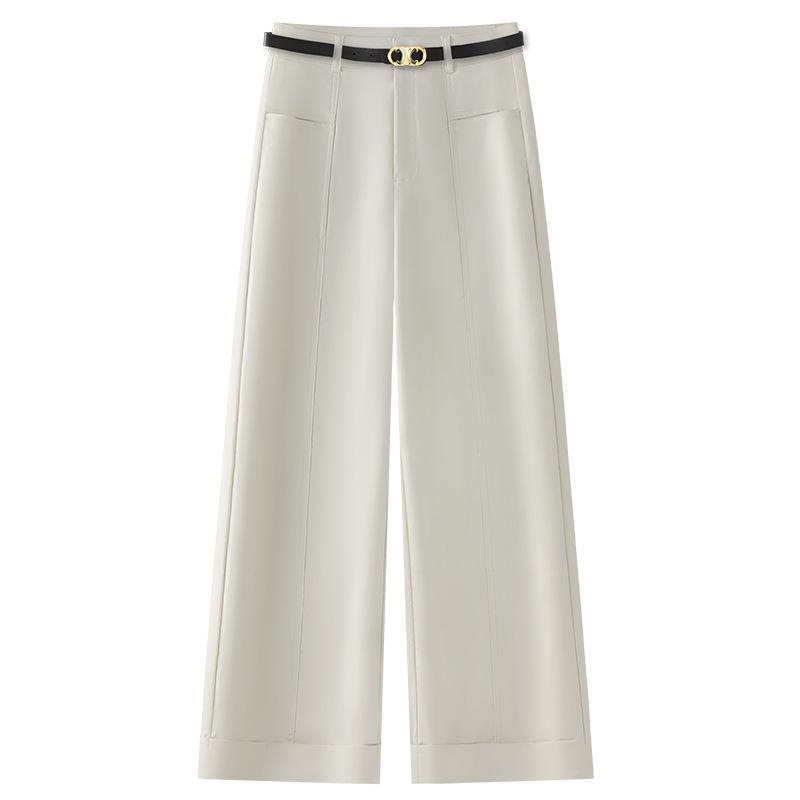 

Women s 2025 New Spring White High-Waisted Wide-Leg Slimming Suit Pants XL