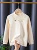 High-Quality Girls' Apricot Long-Sleeve Semi-High Neck Top - Fashionable Spring/Autumn Children's Undershirt, Size 6