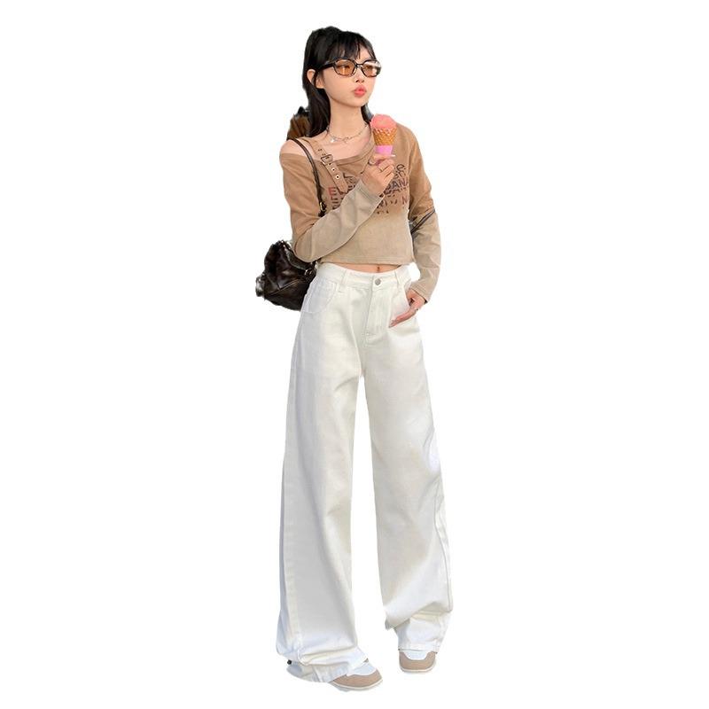 Calça Jeans Branca Feminina de Cintura Alta Wide Leg - Tendência Primavera 2025: Emagrecimento, Comprimento no Chão, Estilo Versátil