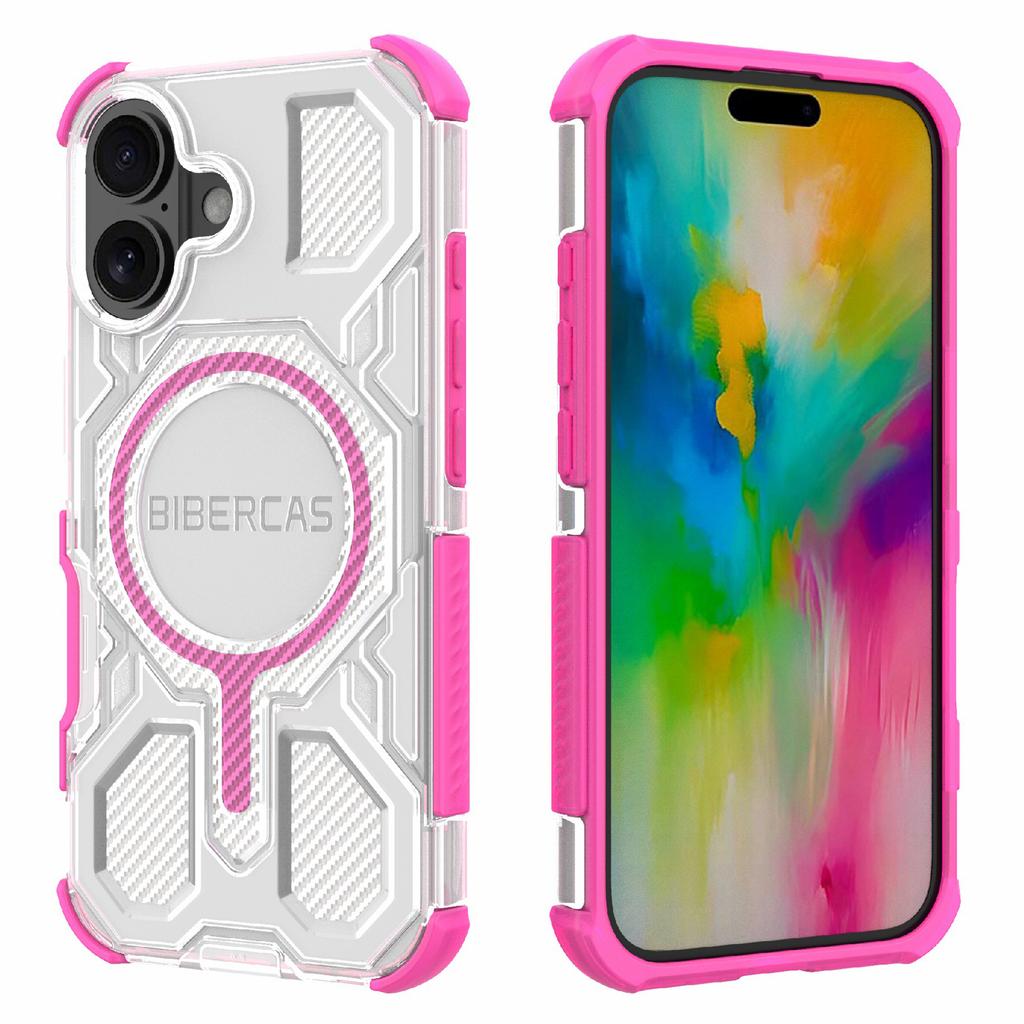 BIBERCAS J-16 Transparent Series For iPhone 16 Case Compatible with MagSafe TPU+PC Phone Cover