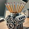 Crafts Engine Block Pen Holder V6/V8 Engine Shaped Pencil Organizer Creative Desktop Decor  Desktop