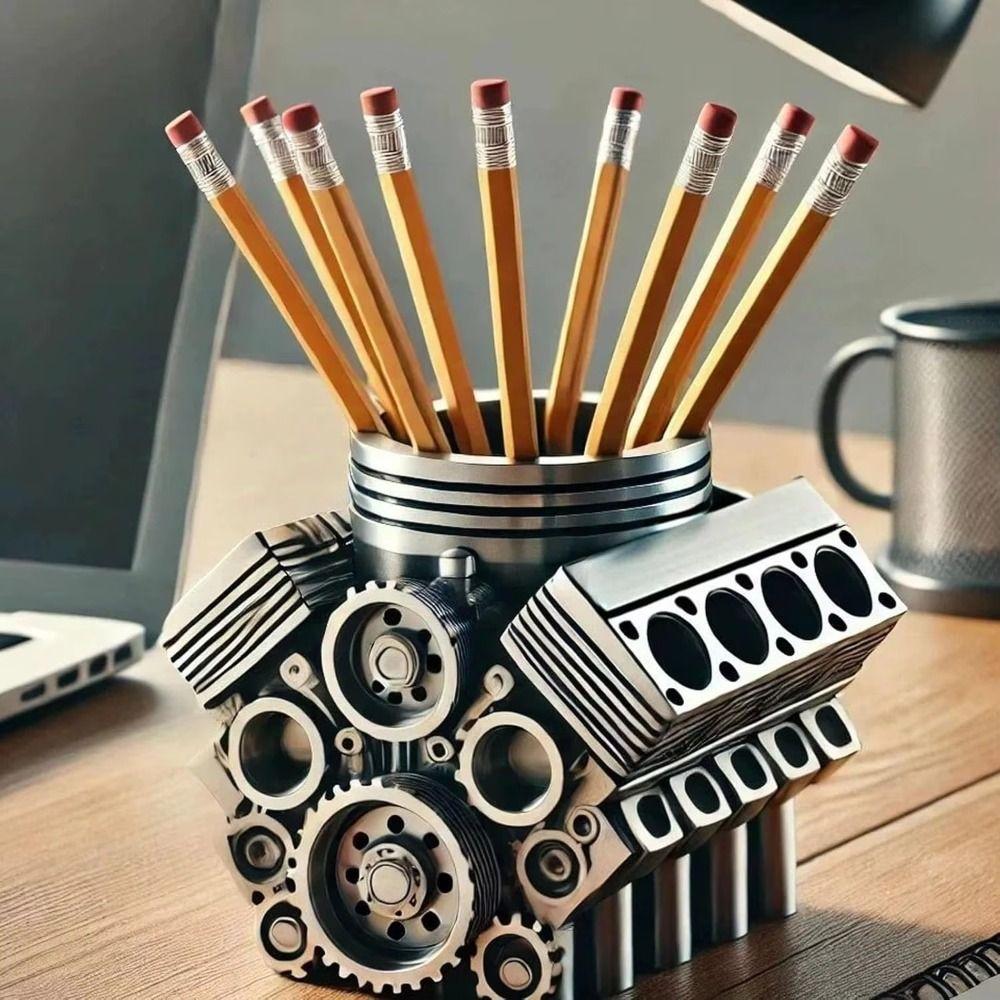 Ornaments Engine Block Pen Holder Crafts Pencil Organizer Desk Organizer  Office