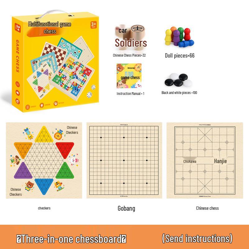 Multi-Function Chess & Board Games Set: Educational Toys for Kids - Checkers, Gomoku, and More