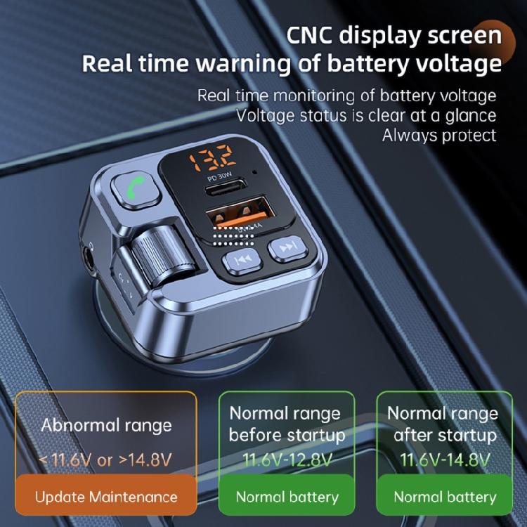 Bluetooth-compatible FM Transmitter for Car,PD30W QC3.0 USB Charging Car Adapter MP3 Music Player