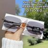 Frameless Clear Lens Color Changing Reading Glasses Fashion Trend Women Men Far Sight Eyewear Outdoor Photochromic Sunglasses