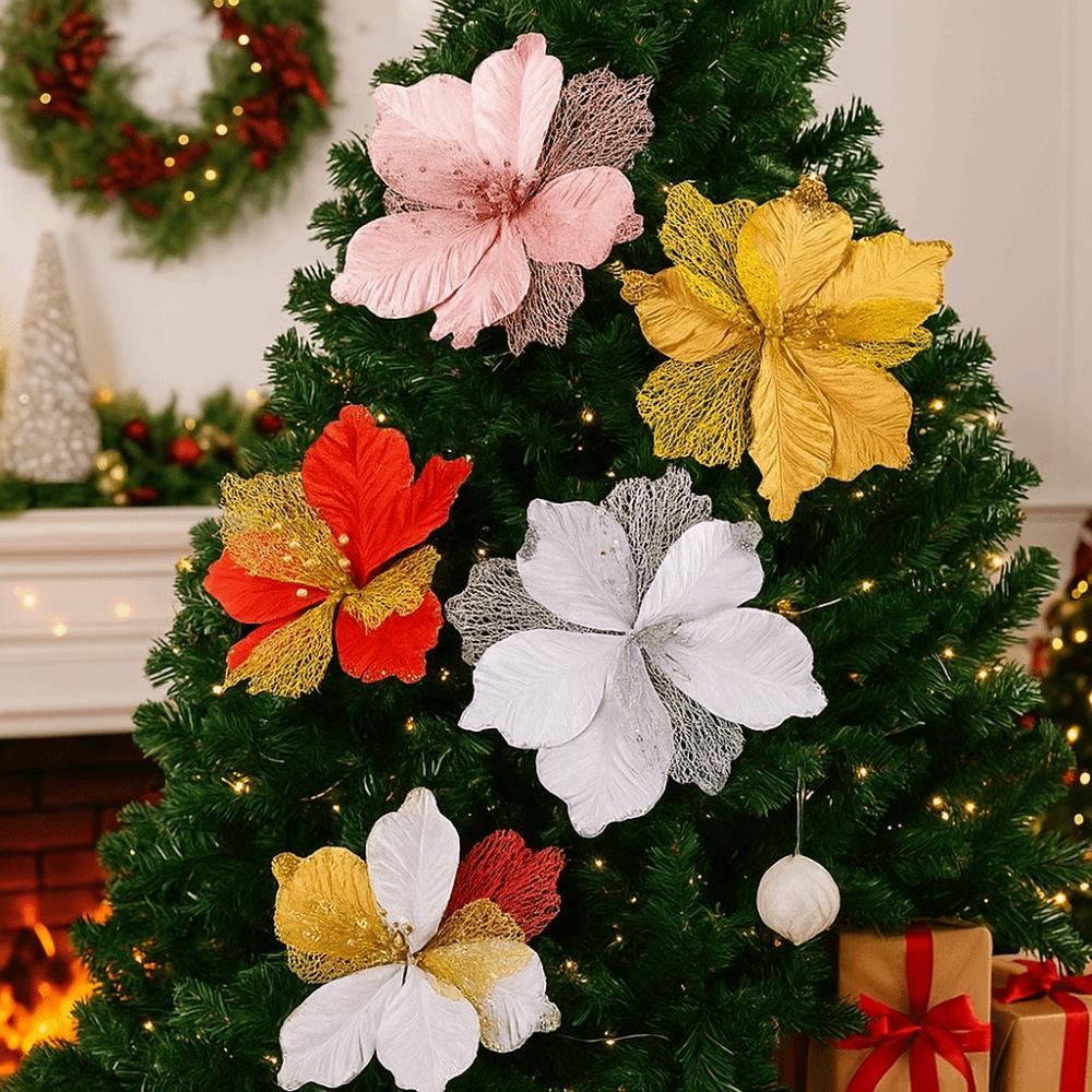 Maple Leaf Shaped Simulated Christmas Flowers Luxury Handmade Faux Christmas Flower Realistic Eternal Flower