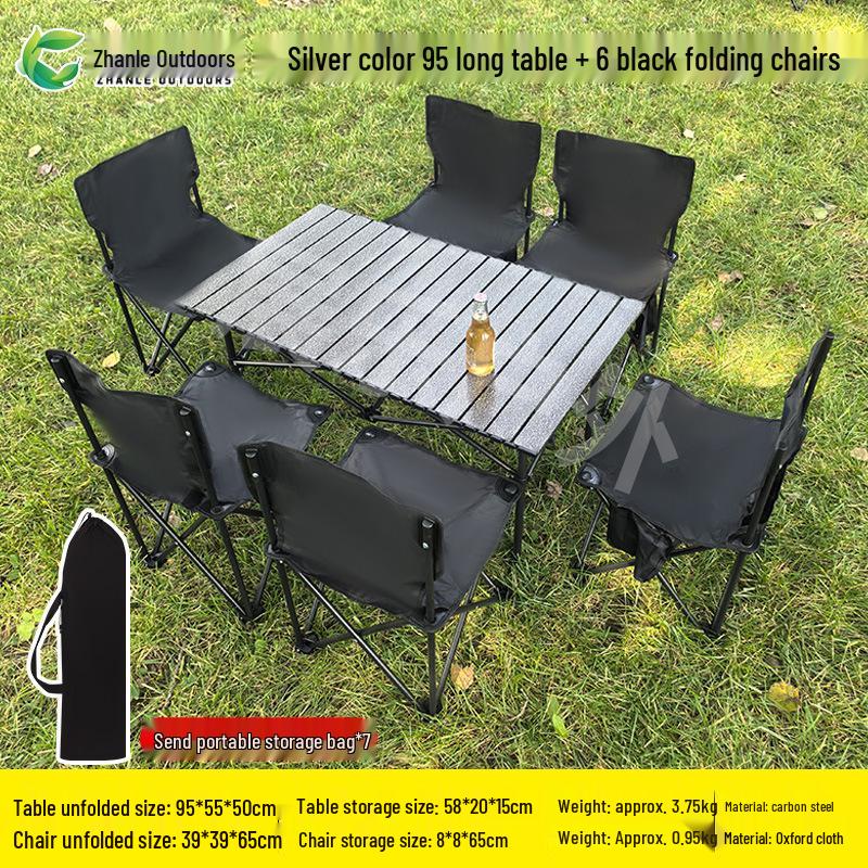Outdoor Folding Table & Chair Set - Perfect for Leisure, Picnics, Camping, Barbecues, or Market Stalls. Portable and Compact Design.