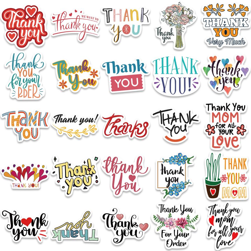 50 Inspirational Thank You Stickers Decorate The Suitcase Notebook Waterproof and Not Repeating Stickers