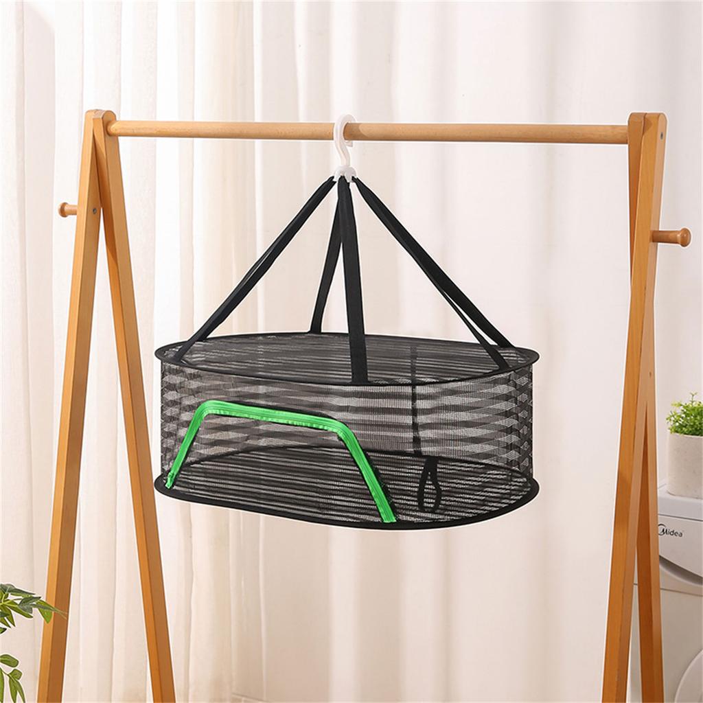 Breathable Mesh Hanging Drying Rack Vegetable Dryer with Rotating Hook Plant Hanging Net for Indoor and Outdoor Use