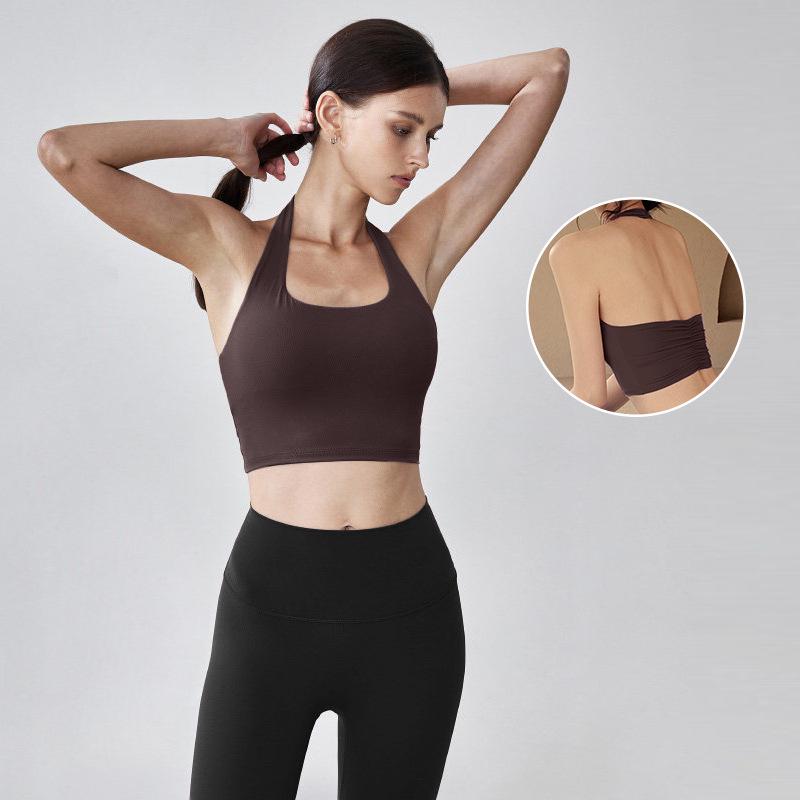 Chic Women's Halter Push-up Sport Bra Top - Waist-Cinching Yoga & Pilates Outerwear