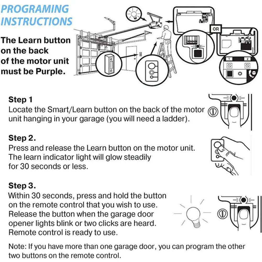 Garage Door Opener Remote Control HBW2028 3-button Design 370LM/371LM/372LM/373LM/ 100in Controlled Garage Door