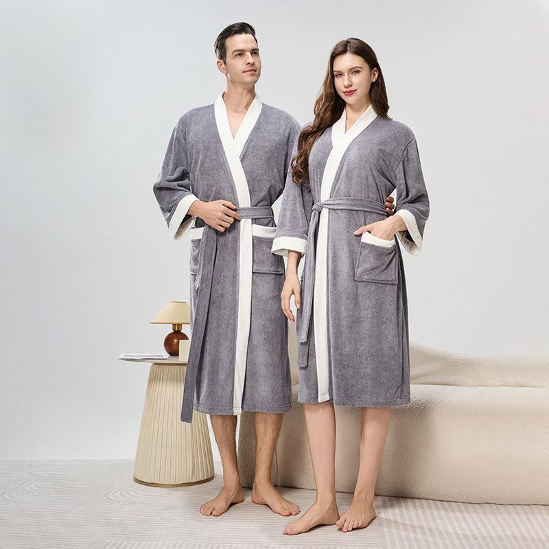 Unisex Towel Bathrobe - Four Seasons Style Yukata, Perfect for Hotel, Salon, Couples, and Women's Pajamas.