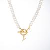 Zircon Crystal Initial A-Z Letter Pendant Necklace for Women Toggle Clasp Imitation Pearls Necklaces Wedding Jewelry Gift