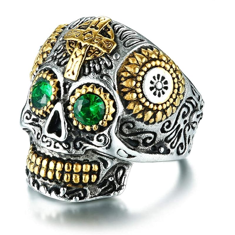 

AIKS brand jewelry Popularity ring mens titanium ring skull skull luxury diamond color antique style