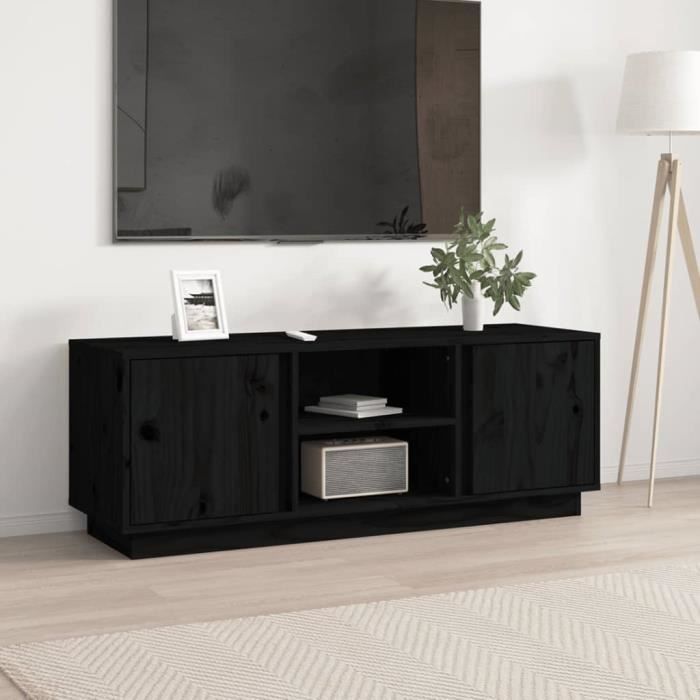 814478 vidaXL TV Stand Black 110x35x40.5 Cm Solid Pine Wood