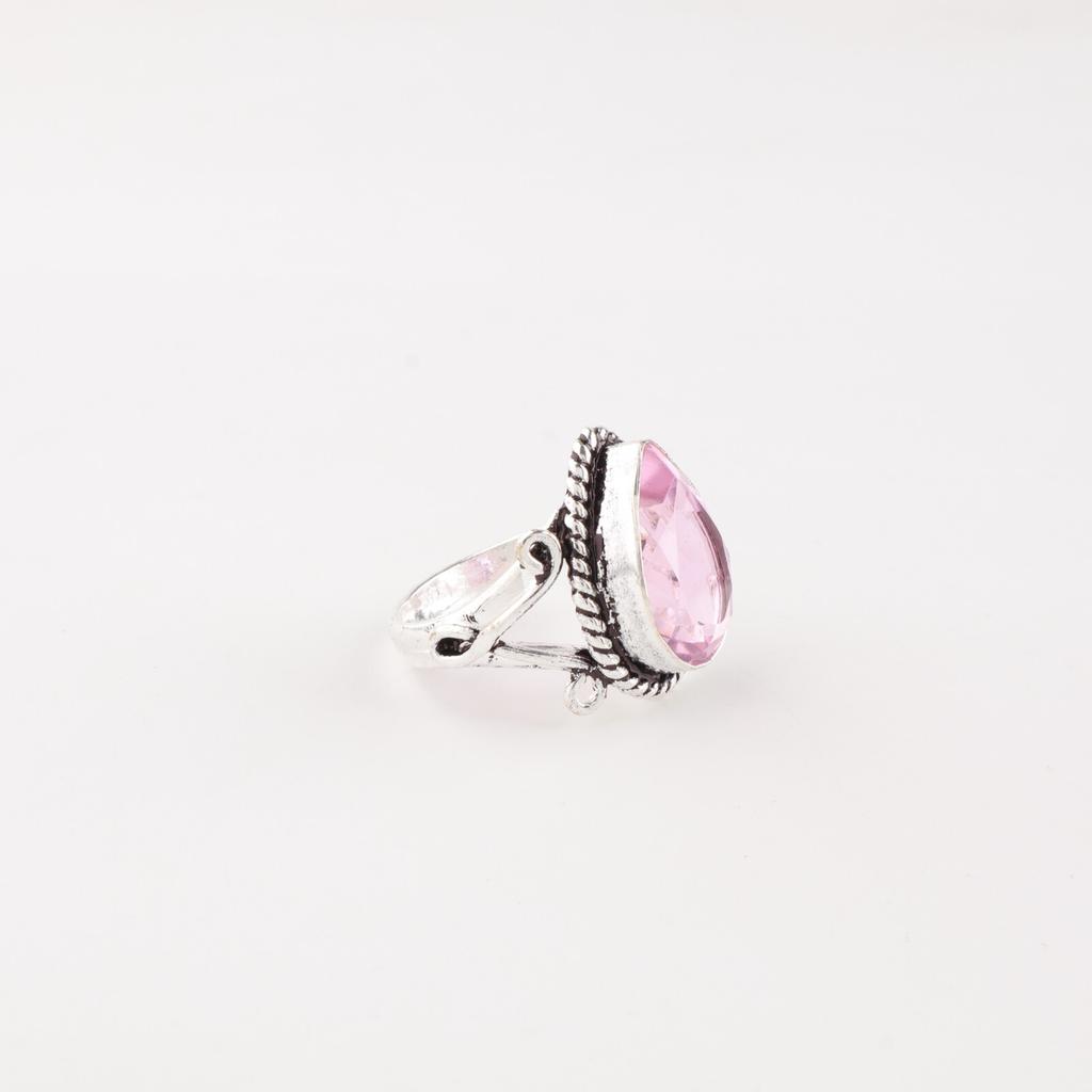 Morganite Gemstone 925 Sterling Silver Jewelry Handmade Bezel Set Ring For Gift RR-57-5