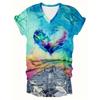 Chic Floral V-Neck Tee - Women's Breathable Short Sleeve Shirt for Spring/Summer Comfort T Shirts
