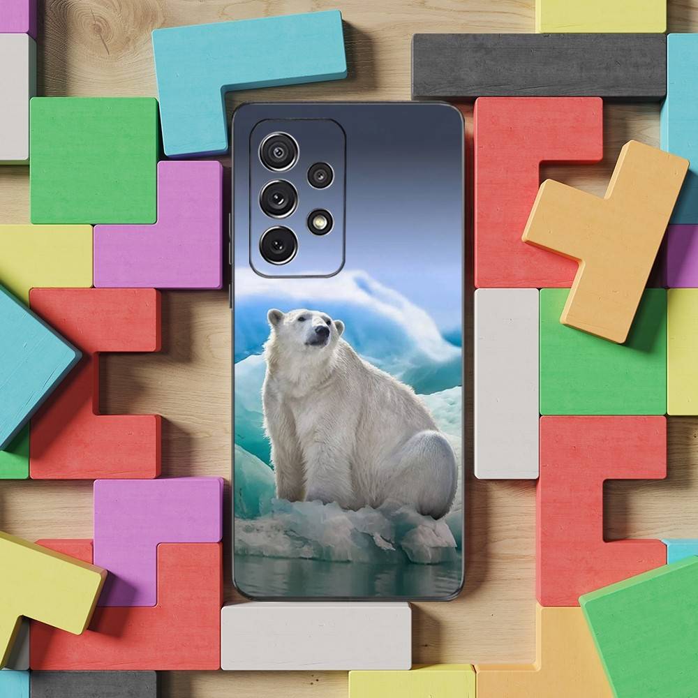 Cool Animal Polar Bear For Samsung S9,S10,S20,S10,S21,S25,S24,S23,Ultra,FE,Plus,Lite,Soft Silicone Black Case