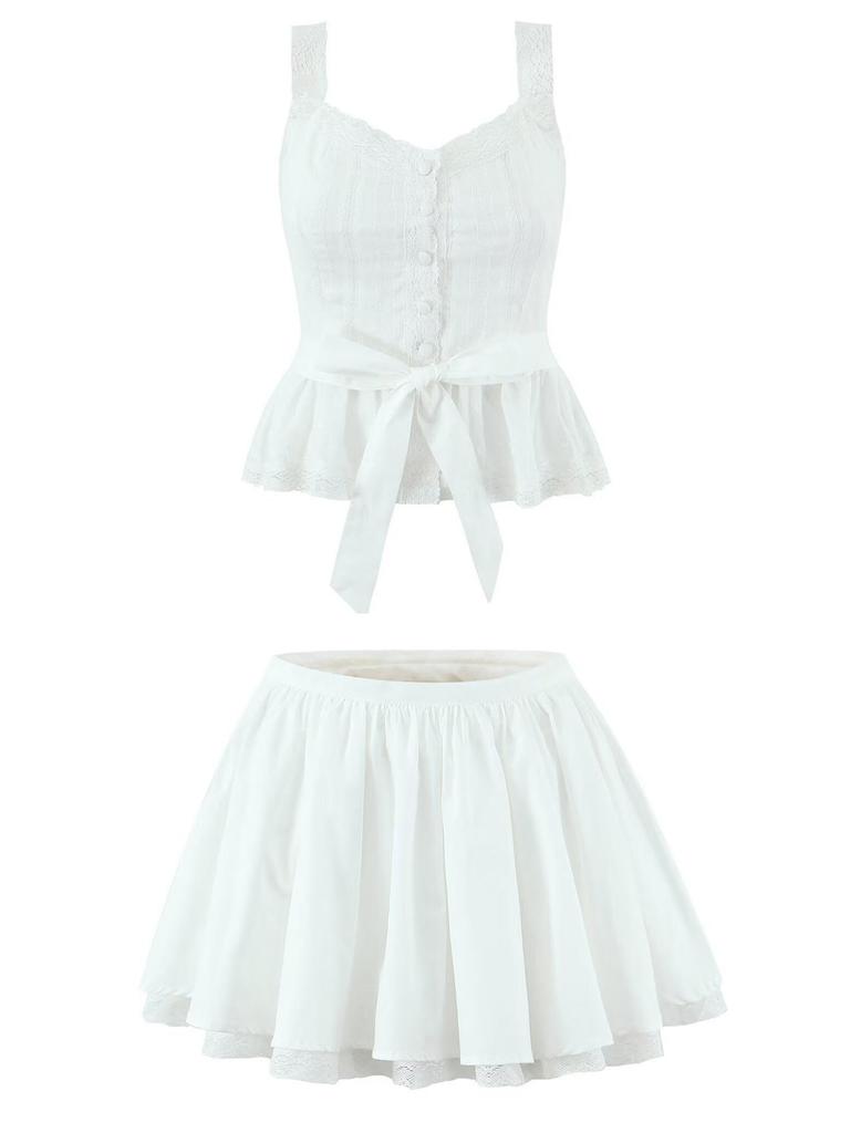 Women's Spring 2026 European & American Style Tie-Up Camisole + Skort Set M11750/1