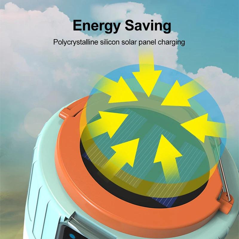 Portable Solar Tent Light Outdoor LED Camping Light Lanterns Emergency Lights For BBQ Hiking USB Rechargeable Camping Lantern