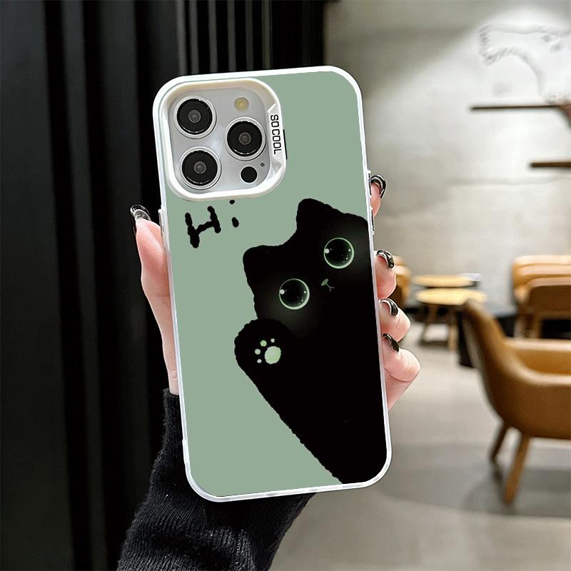 Black Cat Cartoon Cute Soft Phone Case for iPhone 15 16 17 Pro Max 17Air 16E 14 Plus 13 12 Mini Shockproof Cover Back Shell