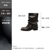 Cowhide version of grape mother, the same Spice Girl pant tube boots, fashionable wasteland wind pleated buckle, western cowboy boots, short boots