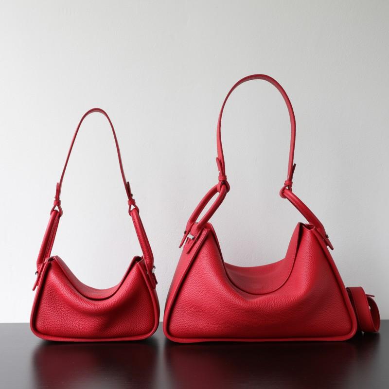Genuine Leather Pillow Shape Tote Bag Women Soft Full-Grain Cowhide Large Capacity Crossbody Shoulder With Magnet