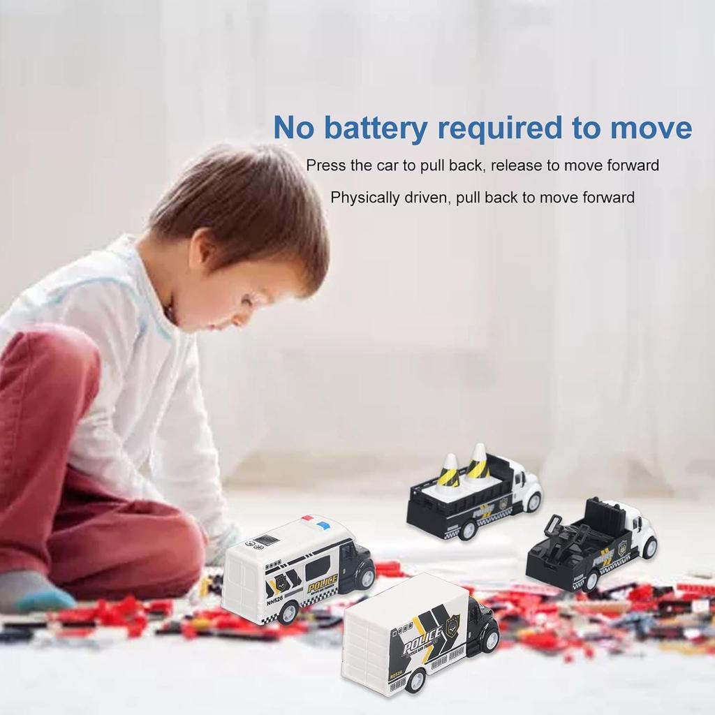 4pcs Pullback City Car Model Set Alloy Cars Toy Play Set City Series Opened Doors Truck Model Toy