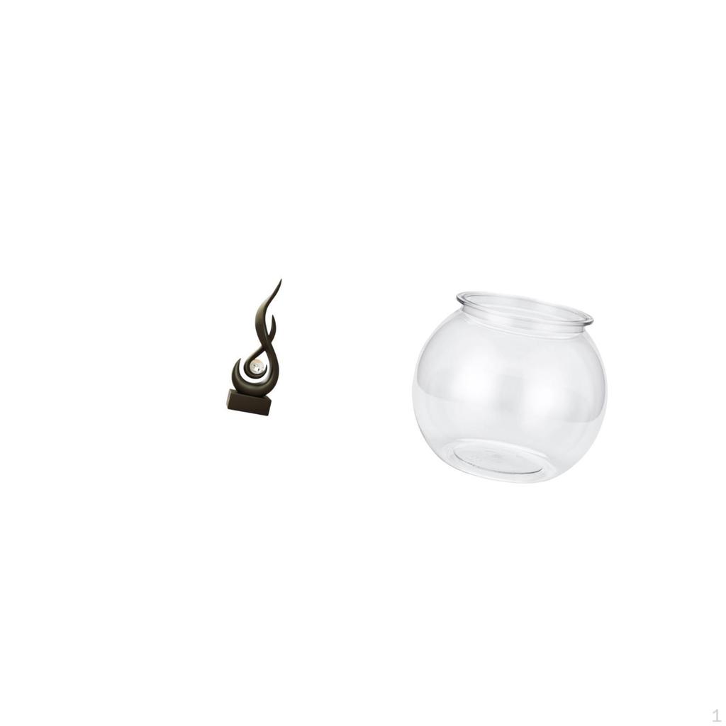 Modern Resin Flame Art Sculpture And Transparent Fish Bowl Vase Desktop Ornament for Living Room