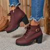 Women High Heel Ankle Boots Autumn Woman Fashion Short Boots Ladies Buckle Platform Artificial Leather Booties Botas De Mujer