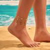 GEMCHIC Women's Summer INS Fashion Gemstone Pendant Multi-Layer Stainless Steel Anklet for Party and Daily Life