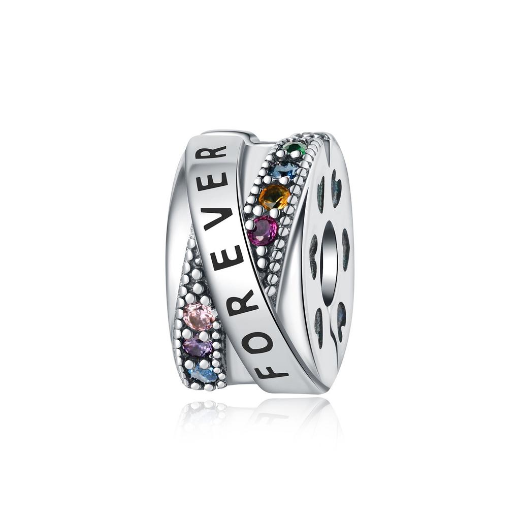 2026 Love Color Zirconium Positioning Buckle Charm Charm Charm Bead DIY Jewelry Bracelet Accessories 925 Silver