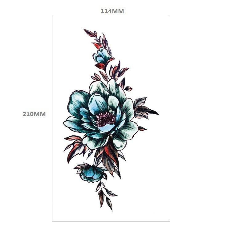 Red Rose Flower Arm Half Arm Tattoo Sticker Owl Hourglass Geometry Water Transfer Set Sticker