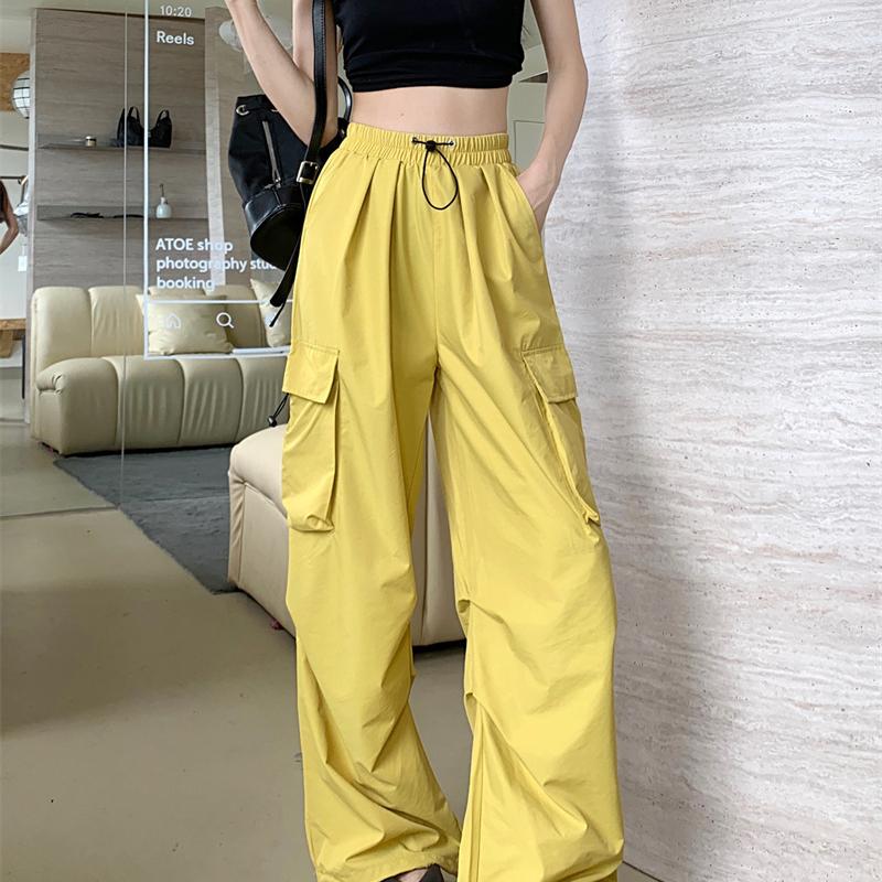 American Retro Tooling Slacks Drape Straight Beam Foot Trousers Summertime Joker Loose Wide Legged Pants