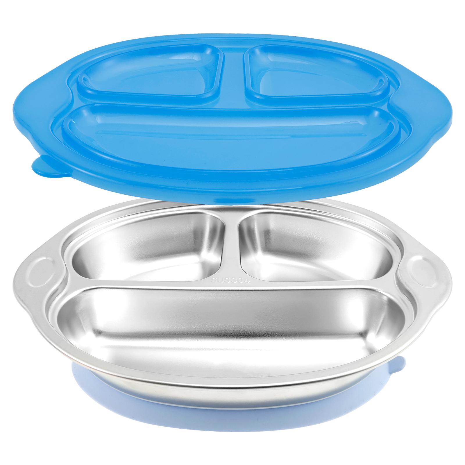 

Детская обеденная тарелка из нержавеющей стали детская посуда на присоске посуда для обучения еде для малышей детские миски для кормления детей детские принадлежности синий