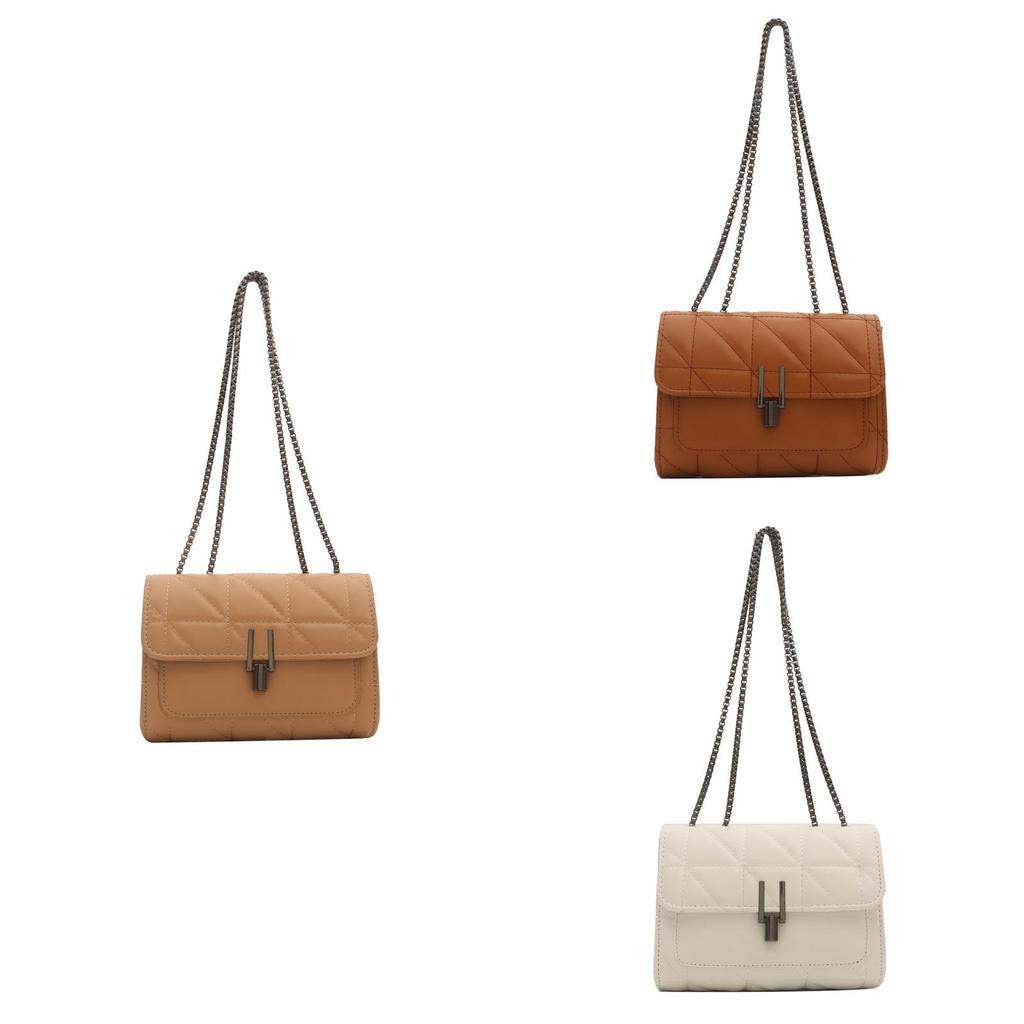 Korean Style Texture Bag 2024 Spring New Diamond Chain Bag Simple Shoulder Bag Crossbody Bag