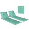 Set of 2 Folding Beach Mats with Adjustable Backrest Padded Headrest 146x50x2 Cm Green