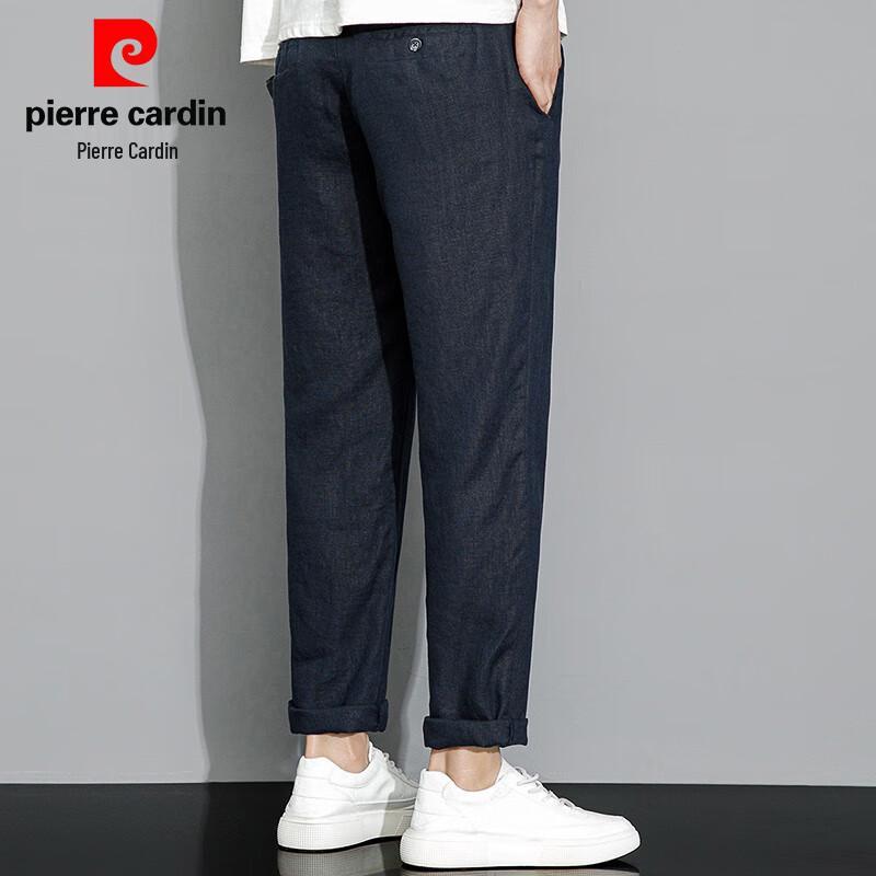 Pierre Cardin Men's Lightweight Linen Chinese Style Straight-Leg Pants