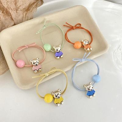 5 Pieces Colorful Bear Head Rope Simple Tie Hair Bear Hair Ring