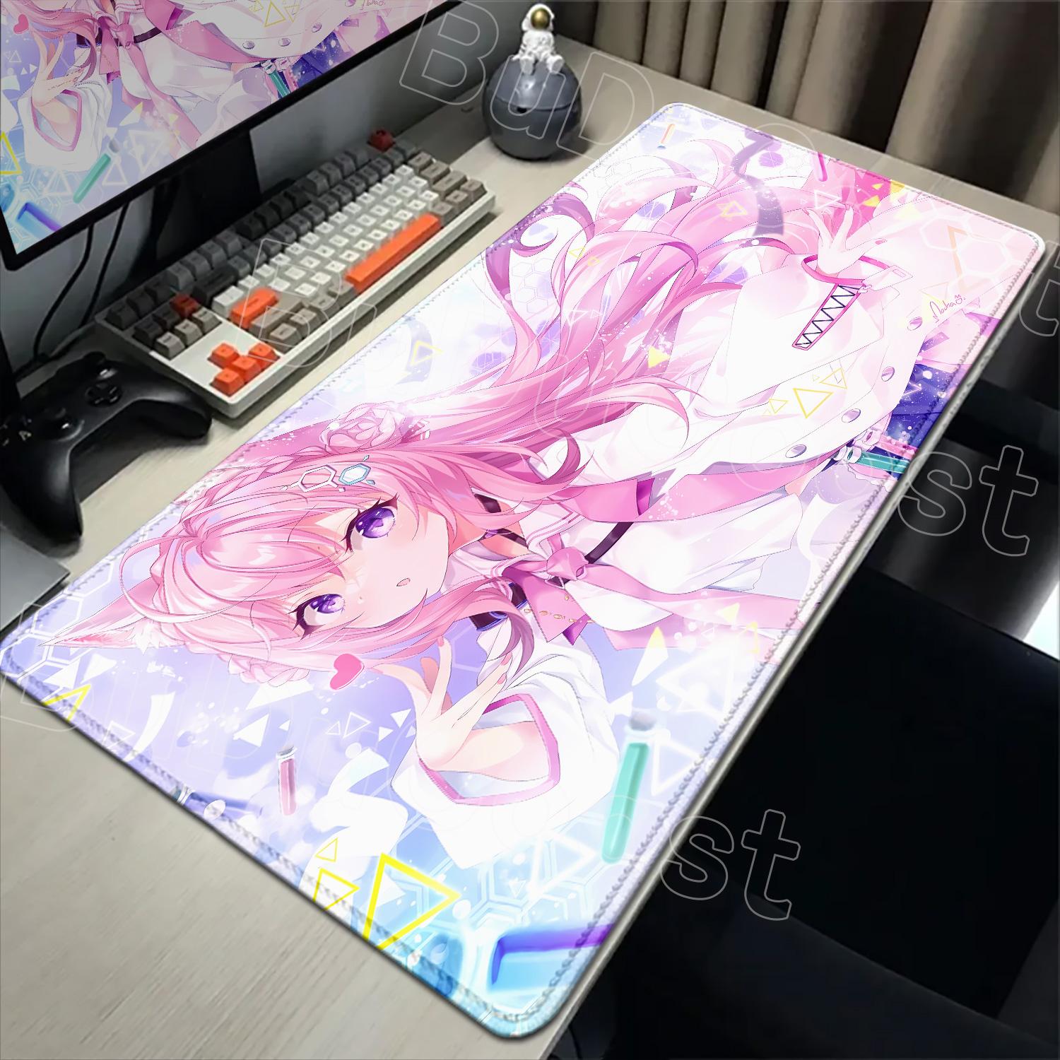 

Cute Pink Anime Girl Hakui Koyori Mouse Pad Kawaii Hololive Large Table Mat Laptop Keyboard Pad XXL Mousepad PC Gamer Carpet Mat 600x300x2mm